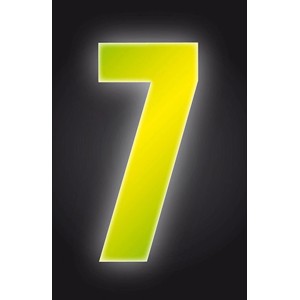 Gelbe, reflektierende Klebezahl 7 von Conacord, 17 cm hoch, für Hausnummern.