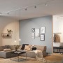 Wohnzimmer mit Paulmann URail LED-Schienensystem und 2Easy Pendelleuchte in Signalweiß.