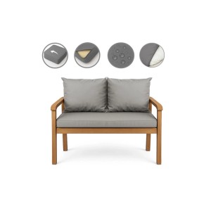 Graues Setgarden Bankkissen-Set für 2-Sitzer Gartenbank, bestehend aus Sitz- und Rückenkissen.