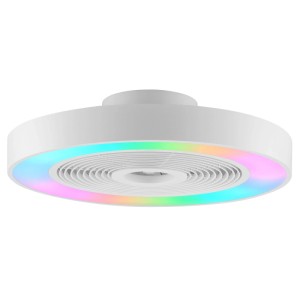 Weiße LED-Deckenleuchte Catania mit Ventilator und RGB-Licht, Ø 48,6 cm.