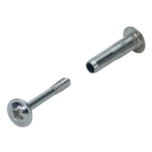 Hettich Verbindungsschraube M6, 35-46 mm, vernickelt, 4 Stück, für Möbelausstattung.