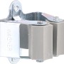 Wagner Wandhalterung für Gartengeräte, 2er-Set, silberfarbenes Aluminium und grauer Kunststoff.