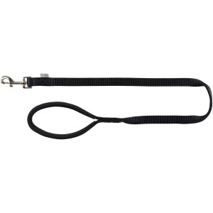 Schwarze Jollypaw Hundeleine (M-L, 1 m, 20 mm) aus Nylon mit gepolsterter Handschlaufe.