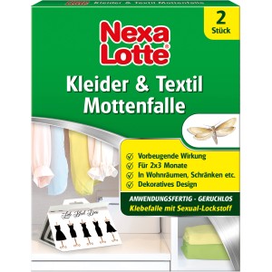 Nexa Lotte Kleider- und Textil-Mottenfalle, 2 Stück, zur Bekämpfung von Kleidermotten.