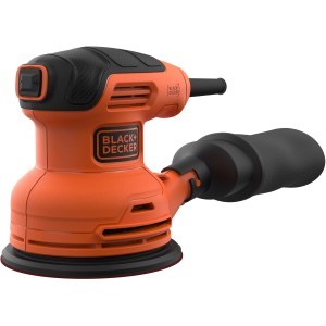 Black+Decker Exzenterschleifer BEW210, 230 W, orange/schwarz. Schleifmaschine mit Staubfangbehälter.