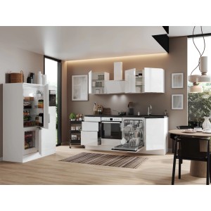 Weiße Respekta Selection Küchenzeile Elisabeth RS340WWH mit E-Geräten und Spüle.