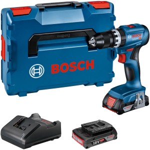 Bosch Professional GSB 18V-45 Akku-Schlagbohrschrauber Set mit Akkus, Ladegerät und L-Boxx.