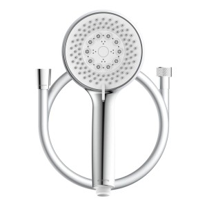 Schütte Handbrause-Set Torino Chrom mit 5 Strahlarten und Antikalk-Noppen.