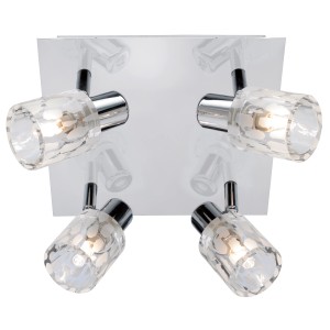 Halogen Rondell Licata mit 4 Spots, Chrom und Dekorglas.