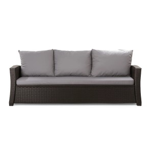 Graues Gartenkissen-Set für 2-Sitzer Polyrattan Gartensofa, 140x50x50 cm.