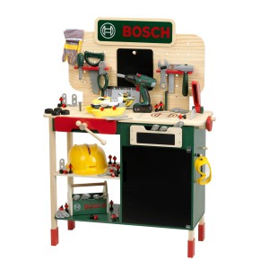 Klein Kinder-Werkbank Bosch Natur FSC® mit Werkzeug und Zubehör.