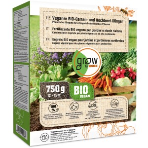 GROW by OBI Veganer Bio-Garten- und Hochbeetdünger, 750g Packung für Gemüse und Kräuter.