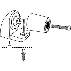 Wagner Bodentürstopper EH5000 Aluminium, Explosionszeichnung mit Schraube und Dübel.