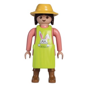 Lechuza Playmobil Gärtnerin Hannah Osteredition, 63 cm, mit Hasenmotiv auf grüner Schürze.