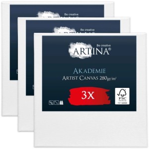 3er Set Artina Akademie Keilrahmen, 50x50 cm, weiße Leinwand, ideal zum Malen.