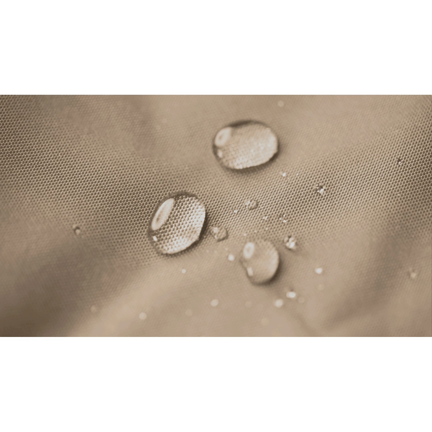 Detailaufnahme: Wasserabweisender, khaki-farbener Bezug des Sitting Point Hocker Cube Scuba.