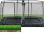 Schwarzes, rechteckiges EXIT Dynamic Bodentrampolin 244x427 cm mit Sicherheitsnetz.