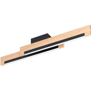 Moderne LED Deckenleuchte Camacho in Braun-Schwarz mit Holzoptik. Dimmbare Wohnraumleuchte.