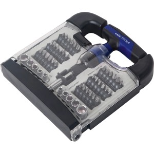 LUX T-Griff Ratschen-Set, 48-teilig, mit Bits, Stecknüssen und Knarre in Kunststoffbox.