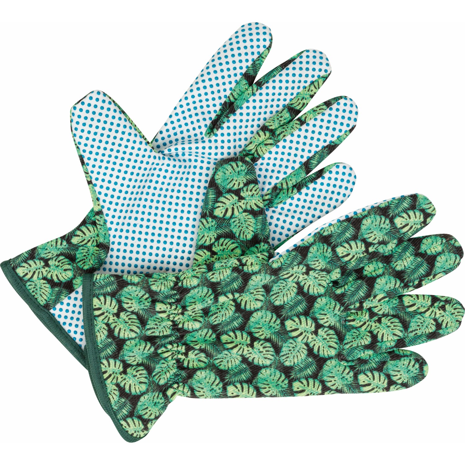 3er Set Gartenhandschuhe mit Vinyl-Noppen und Blattmuster, Größe 8. Ideal für Gartenarbeiten.