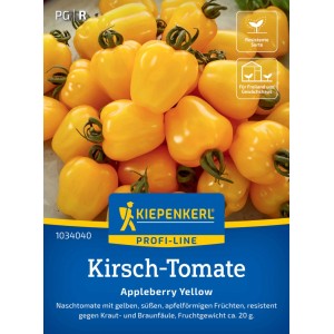 Kiepenkerl Kirschtomate Appleberry Yellow F1 Saatgut mit gelben, apfelförmigen Früchten.