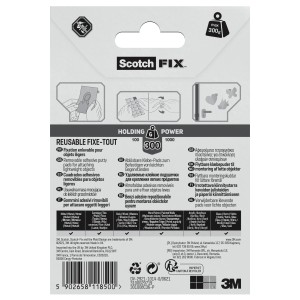 Scotch-Fix Klebepads Ablösbar 11 mm x 15 mm Weiß 36 Stück