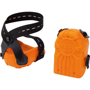 LUX Knieschoner Comfort Orange, ergonomisch geformter Knieschutz mit verstellbarem Band.