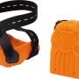 LUX Knieschoner Comfort Orange, ergonomisch geformter Knieschutz mit verstellbarem Band.