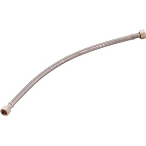 Flexibler Winkel-Anschlussschlauch, 14,9 mm (G 3/8) x 400 mm, aus Edelstahl für Trinkwasserinstallation.