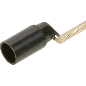 Schwarze E14 Lampenfassung mit Winkel zur Lampeninstallation.