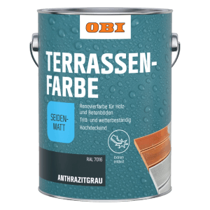 OBI Terrassenfarbe, 2,5 l, Anthrazitgrau, seidenmatt. Deckende Farbe für Holz- und Betonböden.