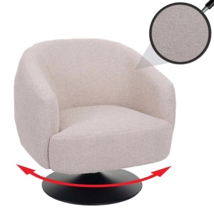 Creme-beiger MCW Loungesessel J76 mit Bouclé-Bezug und drehbarem Fuß.