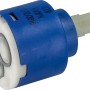 Keramikkartusche 40mm für Waschtischarmatur, blau-weißes Kunststoffgehäuse.