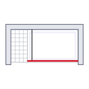 Skizze einer Schulte Walk In Duschwand Alexa Style 2.0 in Chrom-Optik, 190x100 cm.