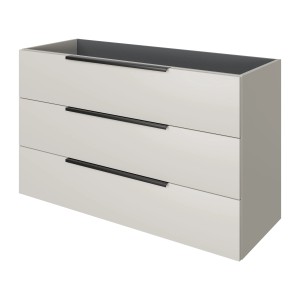 Pelipal Waschtischunterschrank Quantum 07, Kaschmir Matt, 120 cm mit drei Auszügen.