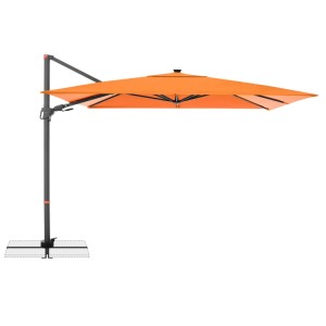 Oranger rechteckiger Ampelschirm MyZone 300x220 cm mit Kurbelmechanik für Garten & Terrasse.