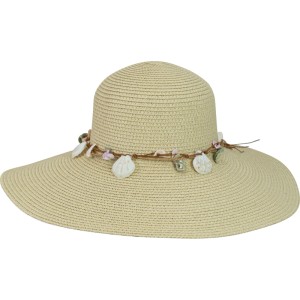 Strohhut Damen Beige Muscheln Gr. 57