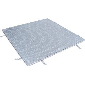 ACO Schachtabdeckung FI 2.0 Solid B125, Stahl verzinkt, 1000x1000 mm, mit Tränenblech.