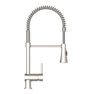 Schütte Cornwall Spültischarmatur in Edelstahl-Optik mit Spiralfeder und Geschirrbrause.