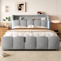 okwish Polsterbett 140x200cm mit LED Beleuchtung Schlafzimmer Grau ohne Matratze_4