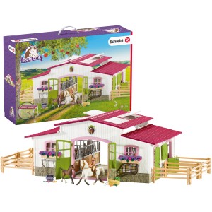 Schleich Horse Club Reiterhof mit Reiterin und Pferden, detailreiches Spielzeug-Set für Kinder von 5-12 Jahren.
