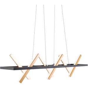 Moderne LED-Pendelleuchte Cadice 100 cm in Gold und Schwarz. Elegante Hängeleuchte für Wohn- und Esszimmer.