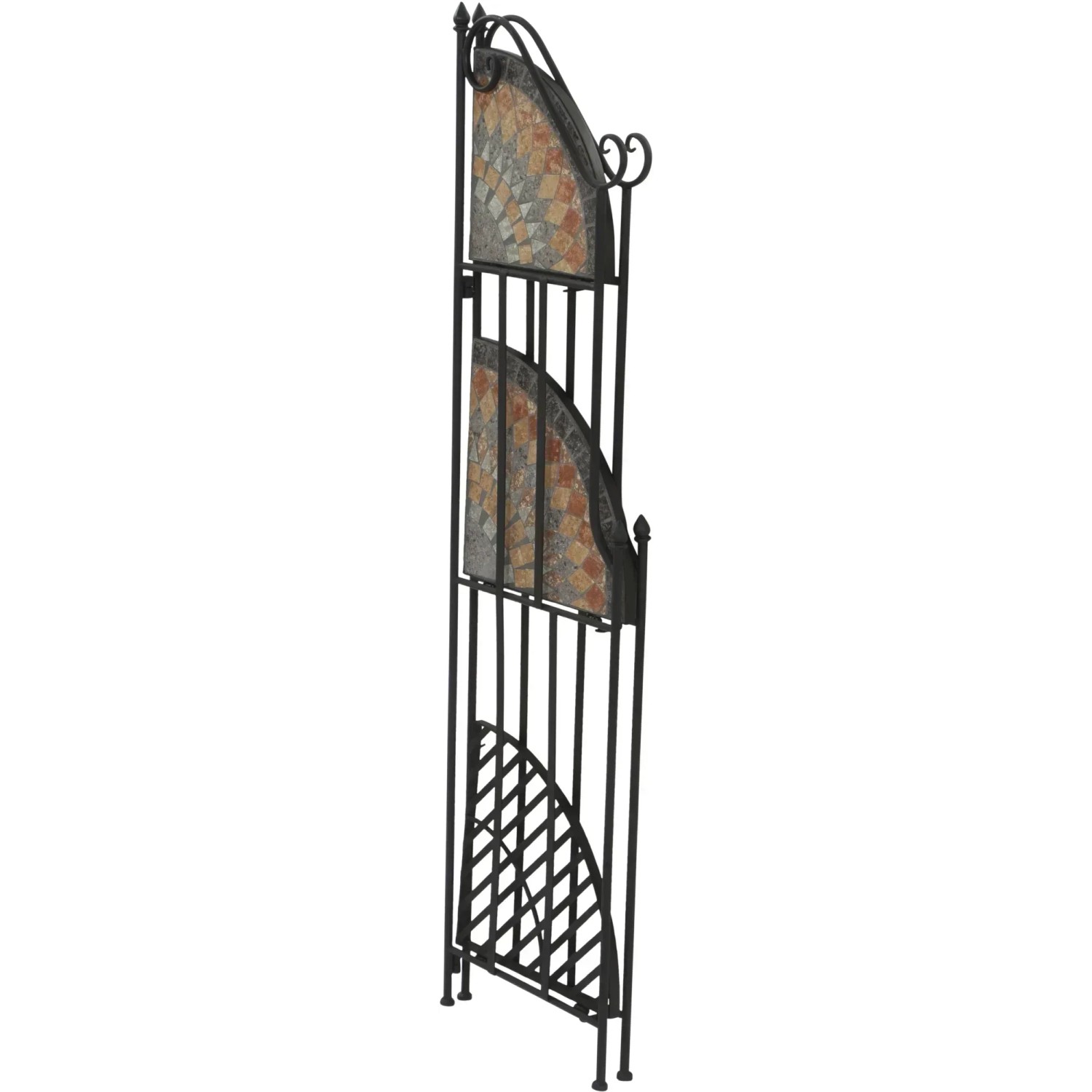Schwarzes Siena Garden Eckregal Prato mit Mosaik-Regalböden, 63x29x142cm, ideal für Gartenmöbel.