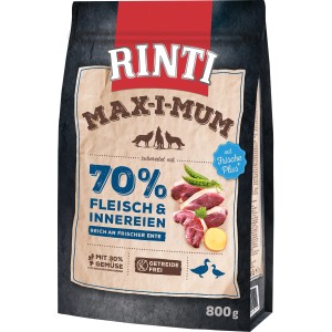 Rinti Max-i-Mum Hunde-Trockenfutter Ente, 800g Packung. Alleinfutter mit hohem Fleischanteil.