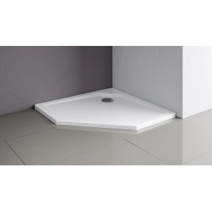 Schulte Duschwannen-Set, fünfeckig, 100x100 cm, Alpinweiß, extraflach.