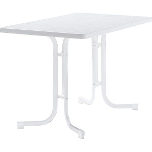 Weißer, rechteckiger Sieger Klapptisch (70x115 cm) für Garten oder Balkon.