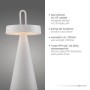 Weiße LED-Akku-Tischleuchte Alwa, dimmbar, für Innen & Außen. Dekoleuchte mit USB-Ladekabel.
