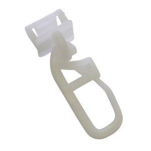 Gardinia Klickgleiter, weiß, mit Faltenlegehaken für Gardinenschienen.