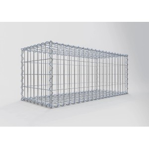 Leerer Gabiona Gabionenkorb, 40x100x40 cm, Maschenweite 5x10 cm, aus verzinktem Draht.