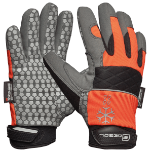 Gebol Master Thermo Arbeitshandschuhe, orange-grau, Größe 9, mit rutschfester Beschichtung.